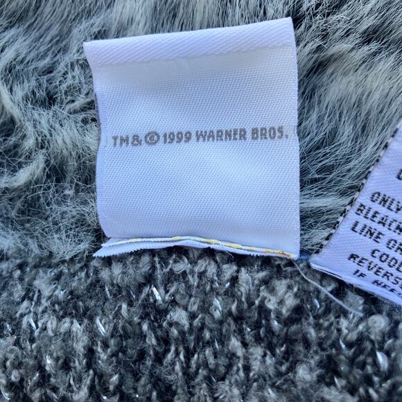 VTG Warner Bros. Sweater Girls 6/6X Full Zip Tweety Bird Gray Metallic Faux Fur - Picture 8 of 9